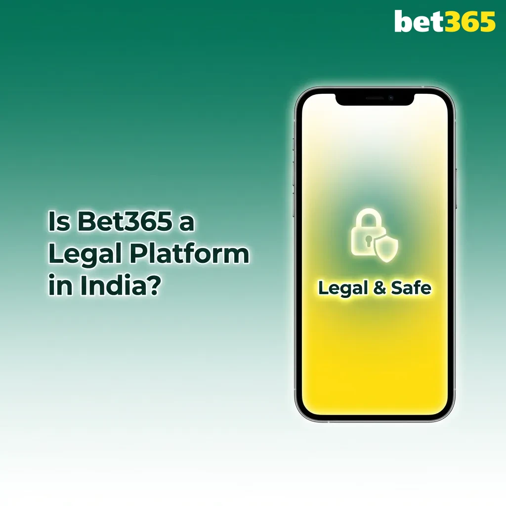 Illustration of Bet365 legality in India with law icons, UK licence badge, security shield and responsible gambling symbols